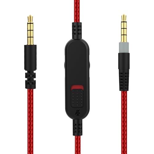 Cloud Alpha Cable Cord with Inline Mute and Volume Control Compatible with HyperX Cloud Alpha/Alpha S, Cloud Mix, Logitech G933, G633 Gaming Headsets (Red) - color: Red