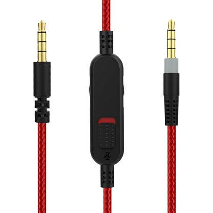 Cloud Alpha Cable Cord with Inline Mute and Volume Control Compatible with HyperX Cloud Alpha/Alpha S, Cloud Mix, Logitech G933, G633 Gaming Headsets (Red) - color: Red