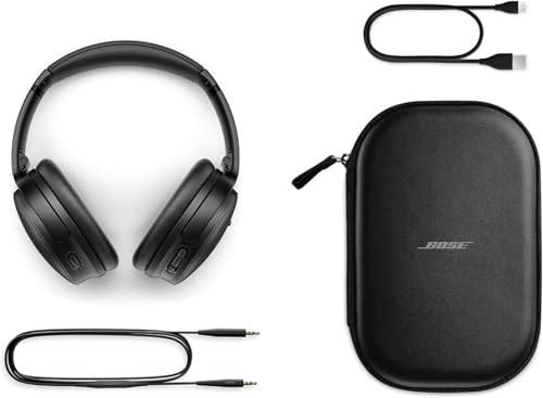 Bose QuietComfort Headphones Bundle with Fast Charger - Wireless Bluetooth Over-Ear Noise Cancelling Headphones with Mic, USB-C Charging, Deep Bass, Up to 24 Hours Playtime (Black) - color: Black