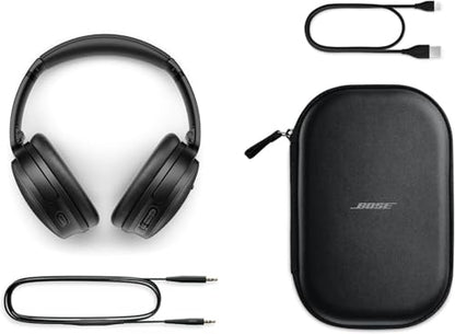 Bose QuietComfort Headphones Bundle with Fast Charger - Wireless Bluetooth Over-Ear Noise Cancelling Headphones with Mic, USB-C Charging, Deep Bass, Up to 24 Hours Playtime (Black) - color: Black