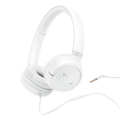 JBL Tune 530 Wired - Wired On-Ear Headphones - White | JBL Pure Bass Sound, Lightweight, comfortable, and foldable, Tangle-free flat cable, Hands-free calls - color: White