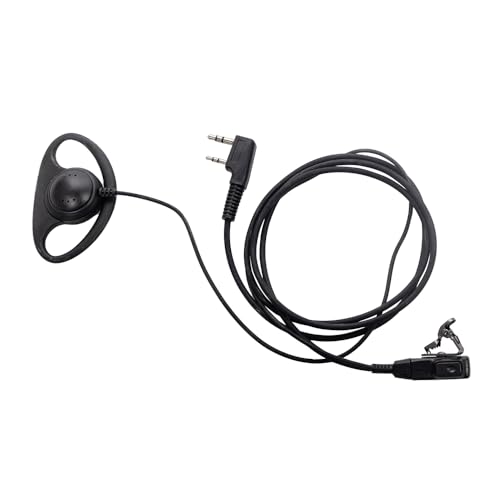 D-Shape Earpiece Headset with Mic PTT Walkie Talkie Two-Way Radio (20packs) | 2-Pin,Baofeng Kenwood UV-5R BF-888S BF-F8HP BF-F9 TK-3140 TK-3400 TK-3402