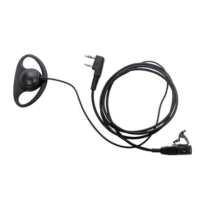 D-Shape Earpiece Headset with Mic PTT Walkie Talkie Two-Way Radio (20packs) | 2-Pin,Baofeng Kenwood UV-5R BF-888S BF-F8HP BF-F9 TK-3140 TK-3400 TK-3402