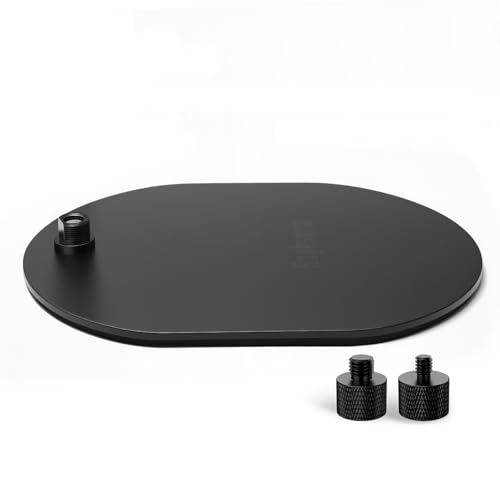 KB49 Low Profile Mic Stand Base, 5/8-27 Thread, 1/4-20 and 3/8-16 Adapters | Mic Stand Base, Desktop Microphone Stand Base, Flat Metal Base Plate, Gooseneck Mount - size: #KB49 - 1PCS