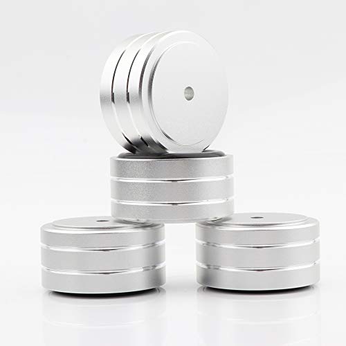 4Pcs Audio Isolation Feet Load 400KG Anti Vibration Pads 40 * 20mm(Silver) | Aluminum Hifi Isolation Footer with Threaded Screw&Adhesive fit Speaker/amplifier/turntable/subwoofer/Record Player/Equipment - color: Sliver