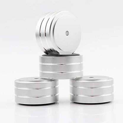 4Pcs Audio Isolation Feet Load 400KG Anti Vibration Pads 40 * 20mm(Silver) | Aluminum Hifi Isolation Footer with Threaded Screw&Adhesive fit Speaker/amplifier/turntable/subwoofer/Record Player/Equipment - color: Sliver