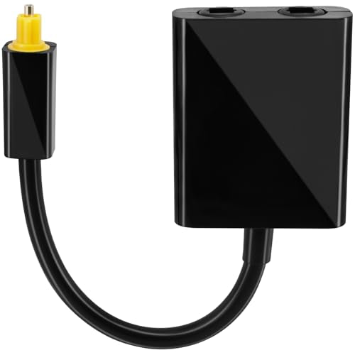 Digital Fiber Optic Adapter, Male to Female 1-Input 2-Output Audio Splitter Cable Converter, Toslink for DVD Players, Home Theater