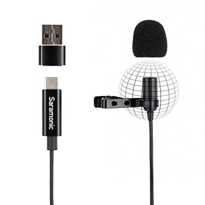 Saramonic LavMicro-U USB C Lavalier Microphone for iPhone 15, iPad, Android, Omnidirectional Condenser Lapel Mic for Vlogging, Interviews, YouTube, TikTok