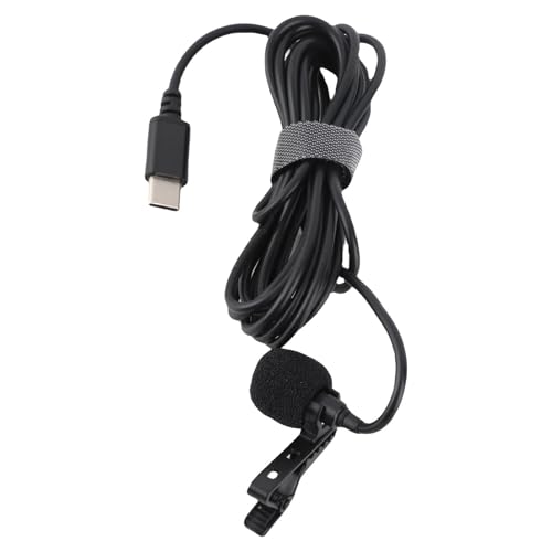 USB C Lavalier Microphone for Smartphone Recording, Wired Lapel Mic with Noise Reduction, Plug & Play Clip On Interview Mic for Video Online Class Game Live Streaming, Compact