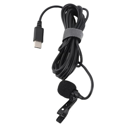 USB C Lavalier Microphone for Smartphone Recording, Wired Lapel Mic with Noise Reduction, Plug & Play Clip On Interview Mic for Video Online Class Game Live Streaming, Compact