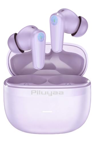 Piluyaa Wireless Earbuds Bluetooth Headphones ANC+ENC Ear Buds with Mic | LED Digital Display Charging Case, IPX7 Waterproof, HIFI Deep Bass Stereo, in-Ear Earphone for iPhone Andriod -Purple - color: Purple