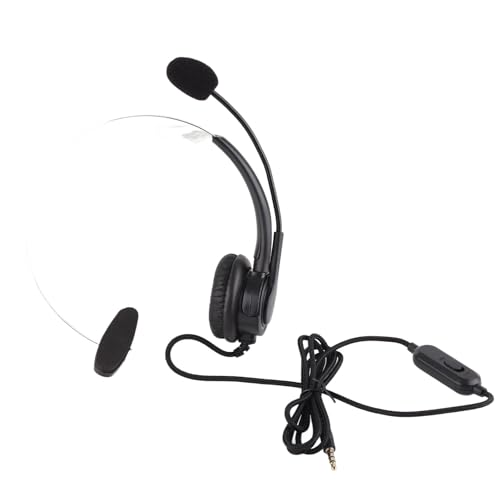 Wired Trucker Headsets, Mono Headset with Noise Cancelling Microphone, 3.5mm Call Center Headset for Cellphone Laptop, Professional Volume Control for Clear Calls, Comfortable Desi