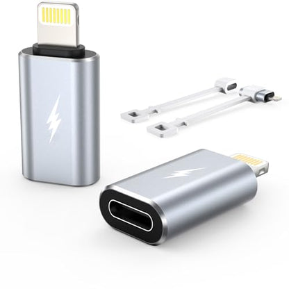 TechMatte USB C to Lightning Adapter 2 Pack 2.2A Charging Data Transfer - color: Grey, size: 2 Pack