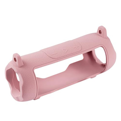 Silicone Cover Compatible with JBL Flip 7 Waterproof Portable Speaker with Shoulder Strap (Pink) - color: Pink
