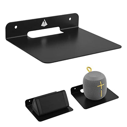Small Floating Shelf Speaker Mount, 6 inch Small Wall Shelf Metal Speaker Mount for Webcam Security Camera Figures Display Stand (Black, 1 Pack)