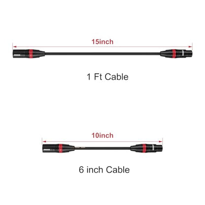 XLR Male to XLR Female Microphone Cable, 1 Ft, 2 Pack
