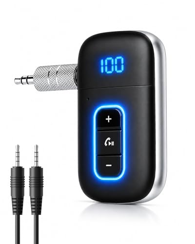 Aux Bluetooth 5.3 Adapter for Car, Bluetooth Receiver Aux Car Adapter, Auxiliar Audio Blue Tooth para Carro Wireless Dongle with 3.5mm Jack for Stereo Systems and Headphones