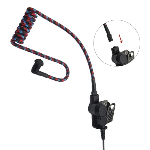 Replacement Braided Nylon Surveillance Acoustic Coil Tube for Radio Earpiece Moisture Resistant Fiber Mesh Colorful Accessories (RedBlueBlack-2) - color: RedBlueBlack-2