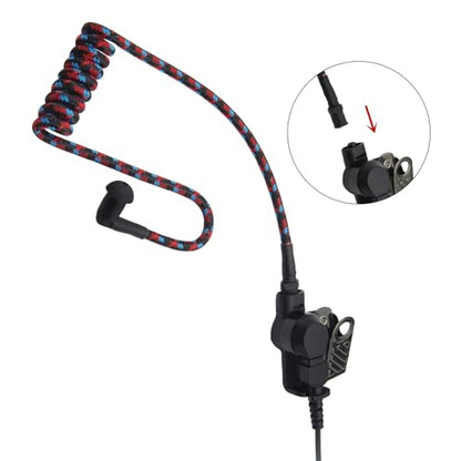 Replacement Braided Nylon Surveillance Acoustic Coil Tube for Radio Earpiece Moisture Resistant Fiber Mesh Colorful Accessories (RedBlueBlack-2) - color: RedBlueBlack-2