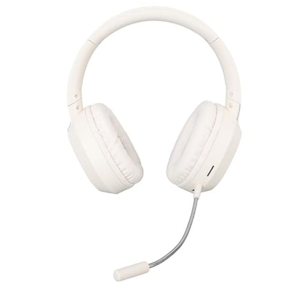 Sanpyl Foldable Gaming Headset with Detachable Microphone, Gaming & Mobile Headset, Portable Gaming Headphones, Noise Reduction Soft Cushion (Beige)