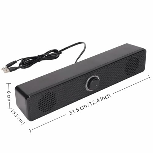 Double Horns Home Soundbar Speaker with Volume Control 3.5mm Input Wired Connection TV Entertainment System USB Powered