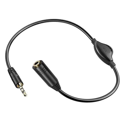 PChero 2 Packs 3.5mm Headphone Extension Cables with Mic, Male to Female | Stereo Audio Jack Extender Aux Extension Adapter Cords with Volume Control