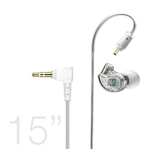 MEE audio M6 Single-Side Earbud, Right Side, 15" Cable, 3.5 mm Plug (Clear) | Extra-Short Cable, For 2-Way Radios, Speaker Mics & PTT Systems, One Wired Earphone, Moldable Earhook & Stereo-to-Mono - size: Right ear