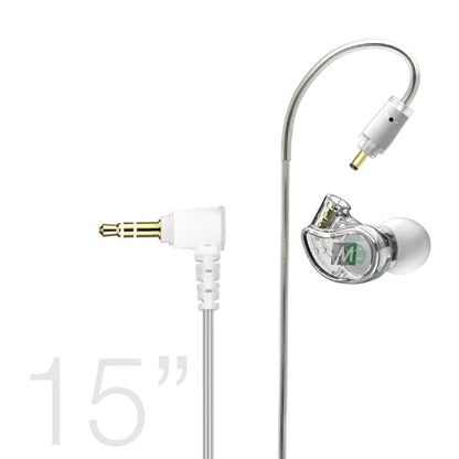 MEE audio M6 Single-Side Earbud, Right Side, 15" Cable, 3.5 mm Plug (Clear) | Extra-Short Cable, For 2-Way Radios, Speaker Mics & PTT Systems, One Wired Earphone, Moldable Earhook & Stereo-to-Mono - size: Right ear