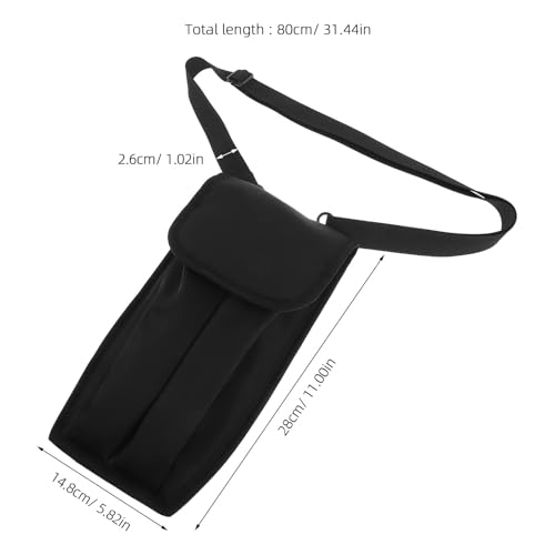SHINEOFI Portable Microphone Storage Pouch with Thick Inner Padding and Divider Structures, Snug Fit for Dual Handheld Microphones and Receiver, Black Cloth Carrying Case with Shoulder