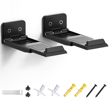 Soundbar Wall Mount Bracket for Samsung, LG, Sony, JBL, Vizio, Sonos and More, Depth Adjustable 3.5”-6.1”, Soundbar Shelf Under TV, Black - color: Black