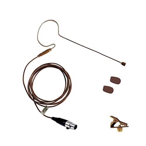 Mini Headset Microphone for Shure Wireless, Cocoa | Replacement Earhook Mic, Windscreens Included, Clip Included - color: Cocoa