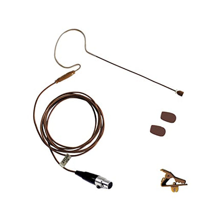 Mini Headset Microphone for Shure Wireless, Cocoa | Replacement Earhook Mic, Windscreens Included, Clip Included - color: Cocoa