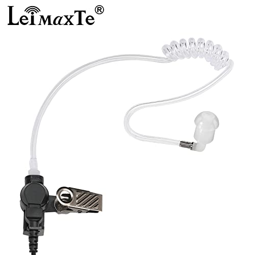 Two Way Radio Headset Compatible with Baofeng, Kenwood 2 Pin Walkie Talkie Surveillance Earpiece with Mic PTT, Acoustic Tube - color: Black Cable