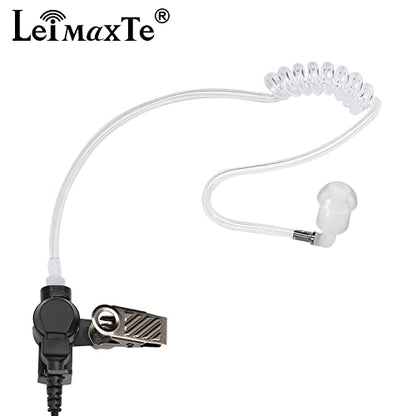 Two Way Radio Headset Compatible with Baofeng, Kenwood 2 Pin Walkie Talkie Surveillance Earpiece with Mic PTT, Acoustic Tube - color: Black Cable