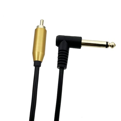 Premium RCA to 1/4 Inch Mono Audio Cable, 6.35mm to RCA Male to Male,Black with Gold Connectors, Right Angle Design, Professional Grade 1.64FT