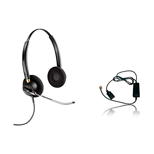 Global Teck Bundle, Plantronics HW540 Headset Bundle Noise-Canceling and Avaya Phone Cord, Compatible with 1408, 1416, 2410, 2420, 4606, 4610, 4610SW, 4612 (HW520v Stereo Headset Inteli Bundle) - size: HW520v Stereo Headset Inteli Bundle