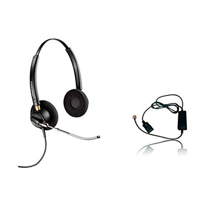 Global Teck Bundle, Plantronics HW540 Headset Bundle Noise-Canceling and Avaya Phone Cord, Compatible with 1408, 1416, 2410, 2420, 4606, 4610, 4610SW, 4612 (HW520v Stereo Headset Inteli Bundle) - size: HW520v Stereo Headset Inteli Bundle