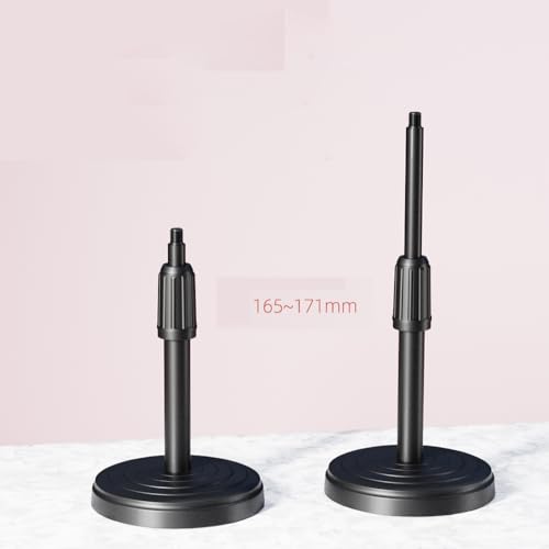 Desktop Microphone Stand Replacement Weighted Metal Adjustable Table Mic Stand with 1/4 inch threaded Screw Connector for Desk Mic Stands Microphone Clip Holder Mic Clips Phone Holder Bracket