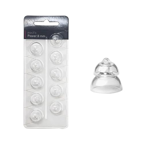 MiniFit Power Domes for Oticon Hearing Aids, 8mm, 20 Pieces | Soft silicone, fits Oticon Opn, Nera, Alta and RITE models, not for Corda tubes, includes cleaning brush and cloth, 2 packs - size: 8MM