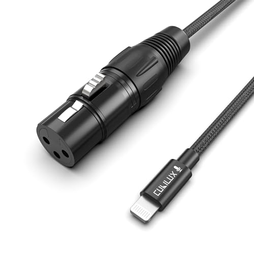 Cubilux XLR Female to Lightning Microphone Cable for Recording, Karaoke, XLR Dynamic Microphone to Lightning Braided Cable for iPhone 14/13/12 pro max, iPad 9/8/7, iPod, 2m/6.5FT
