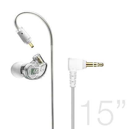 MEE audio M6 Single-Side Earbud, Left Side, 15" Cable, 3.5 mm Plug (Clear) | Extra-Short Cable, For 2-Way Radios, Speaker Mics & PTT Systems, One Wired Earphone, Moldable Earhook & Stereo-to-Mono - size: Left ear
