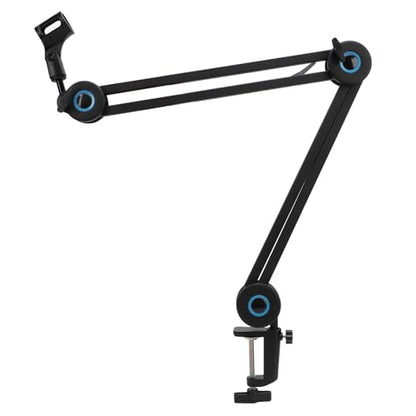 Microphone Arm Stand, Aluminum Alloy Desktop Mic Boom Stand with Cable Management, 3/8 to 5/8 Inch Adapter, Adjustable Clamp Mount for Studio Recording Podcasting