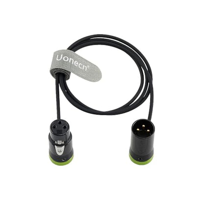 Uonecn Low-Profile XLR 3 Pin Male to Female Cable Original Connector Balanced Microphone Audio Cord Sommer SOD-14, Right Angle Short XLR Green 1M