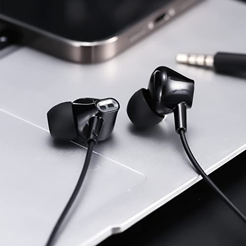 Aylaa Wired Earbuds Headphones for School with Microphone Noise Isolating Stereo Bass in-Ear Earphones – for Smartphones, Tablets, Schools, Ipads, Multiuse - 3.5mm Plug in Audio Jack - Black - color: Black