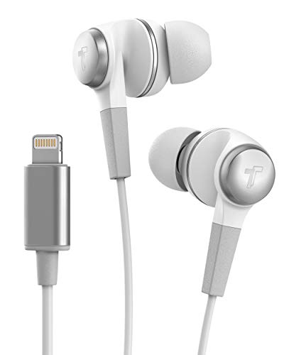 Thore iPhone Earphones (Apple MFi Certified) V120 in Ear Wired Lightning Earbuds (Sweat/Water Resistant) Headphones with Mic/Volume Remote for iPhone 12/13/14 Pro Max - White - color: White