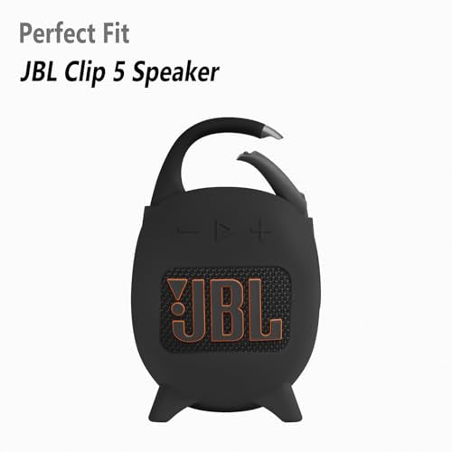 Geiomoo Silicone Carrying Case for JBL Clip 5, Protective Portable Scratch Shock Resistant Cover (Black) - color: Black