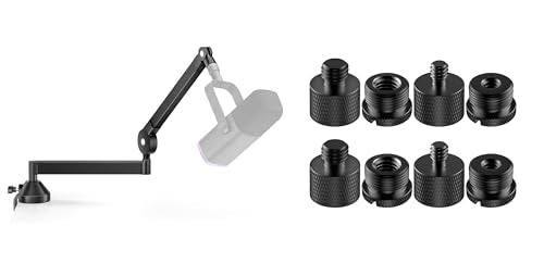 InnoGear 360° Rotatable Microphone Boom Arm Mic Stand & 8 Pieces Mic Stand Adapter for Fifine AM8 K669B Blue Yeti HyperX QuadCast SoloCast AT2020 and More
