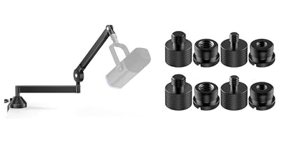 InnoGear 360° Rotatable Microphone Boom Arm Mic Stand & 8 Pieces Mic Stand Adapter for Fifine AM8 K669B Blue Yeti HyperX QuadCast SoloCast AT2020 and More