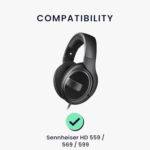 kwmobile 2X Velour Headphone EarpPads for Sennheiser HD 559/569 / 599 Replacement Ear Pads - Headphone Ear Covers - Black