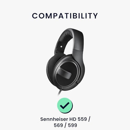 kwmobile 2X Velour Headphone EarpPads for Sennheiser HD 559/569 / 599 Replacement Ear Pads - Headphone Ear Covers - Black